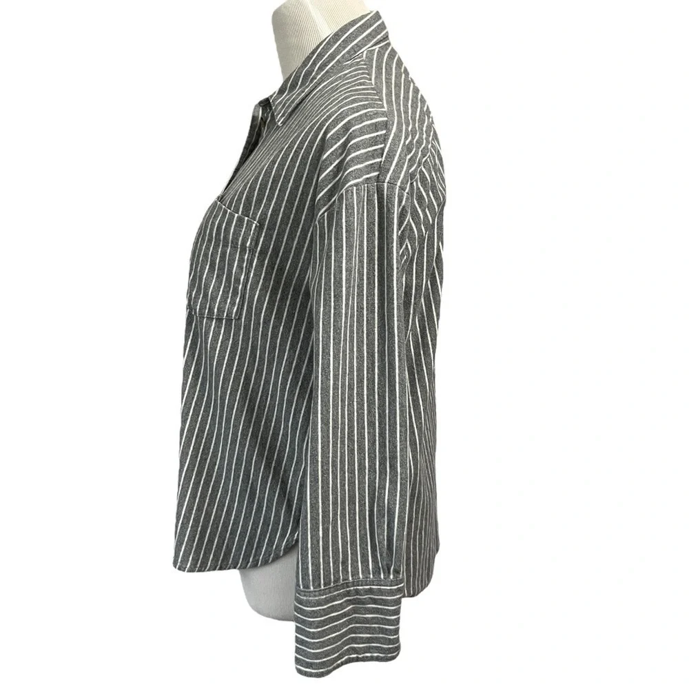 Madewell Grey & White Westward Striped Flannel Shirt Size Small